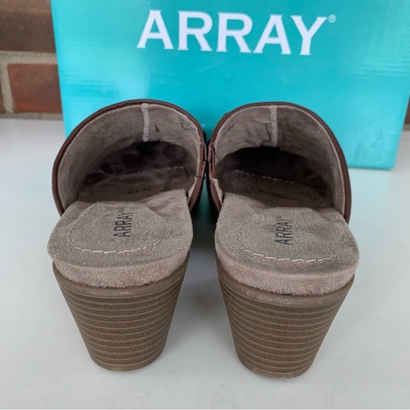 Array Womens Laurel Brown Leather slide block heel Mules Shoes US 8.5 N narrow - Picture 7 of 10